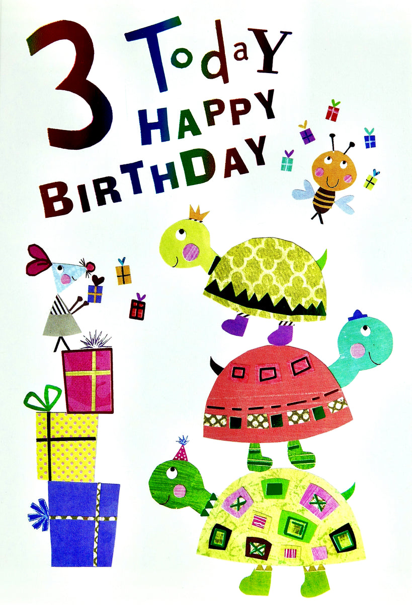 Geburtstagskarte 'Three Today!' Zum 3. Geburtstag | Blaue Motive | Offizielle Danilo Karte